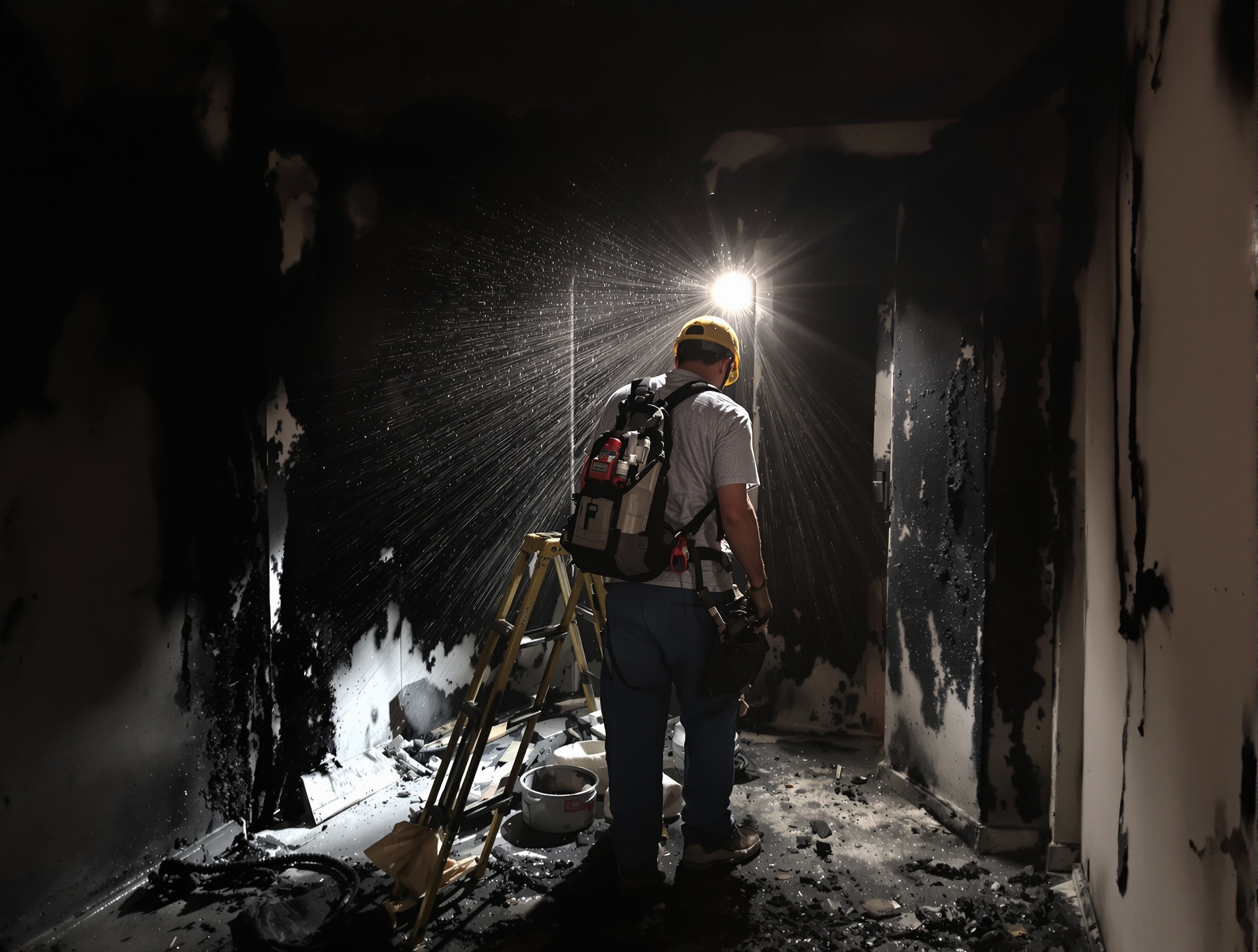 Equipo de limpieza post incendio