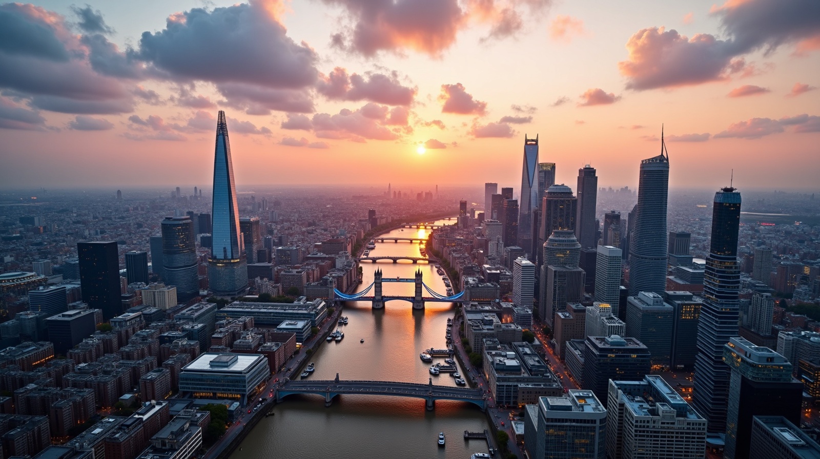 London city skyline aerial view
