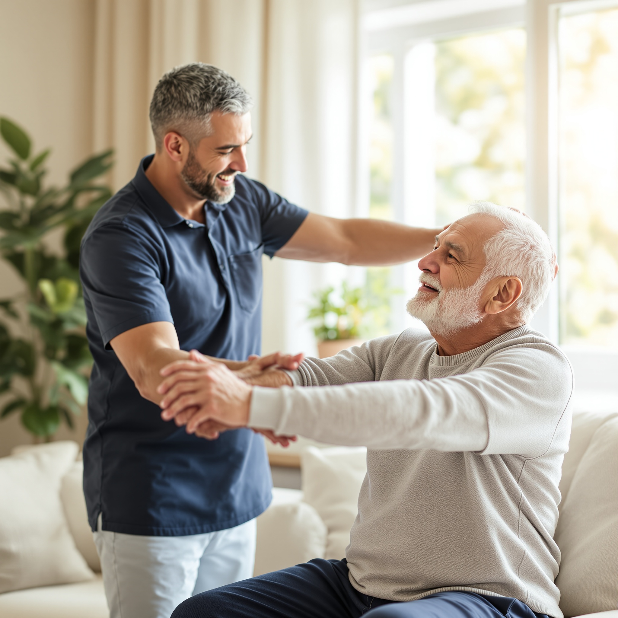 Senior exercise with caregiver