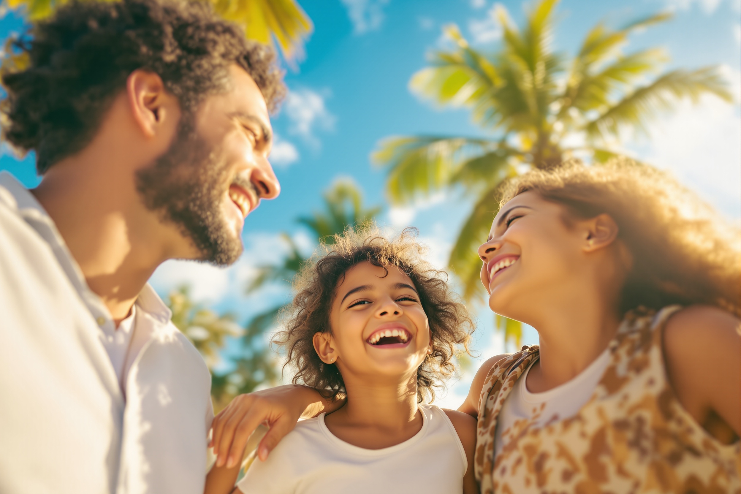 Família feliz na entrada de um parque de Orlando