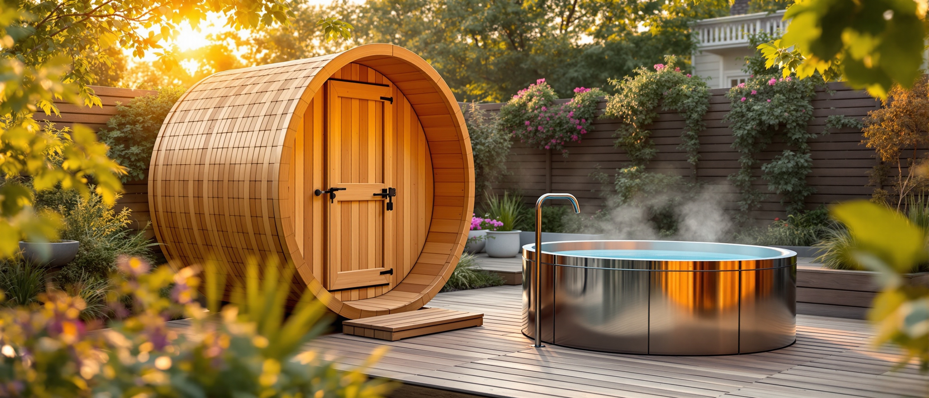 Outdoor sauna and cold plunge