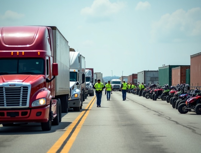 Diversos vehículos en inspección aduanal Laredo TX