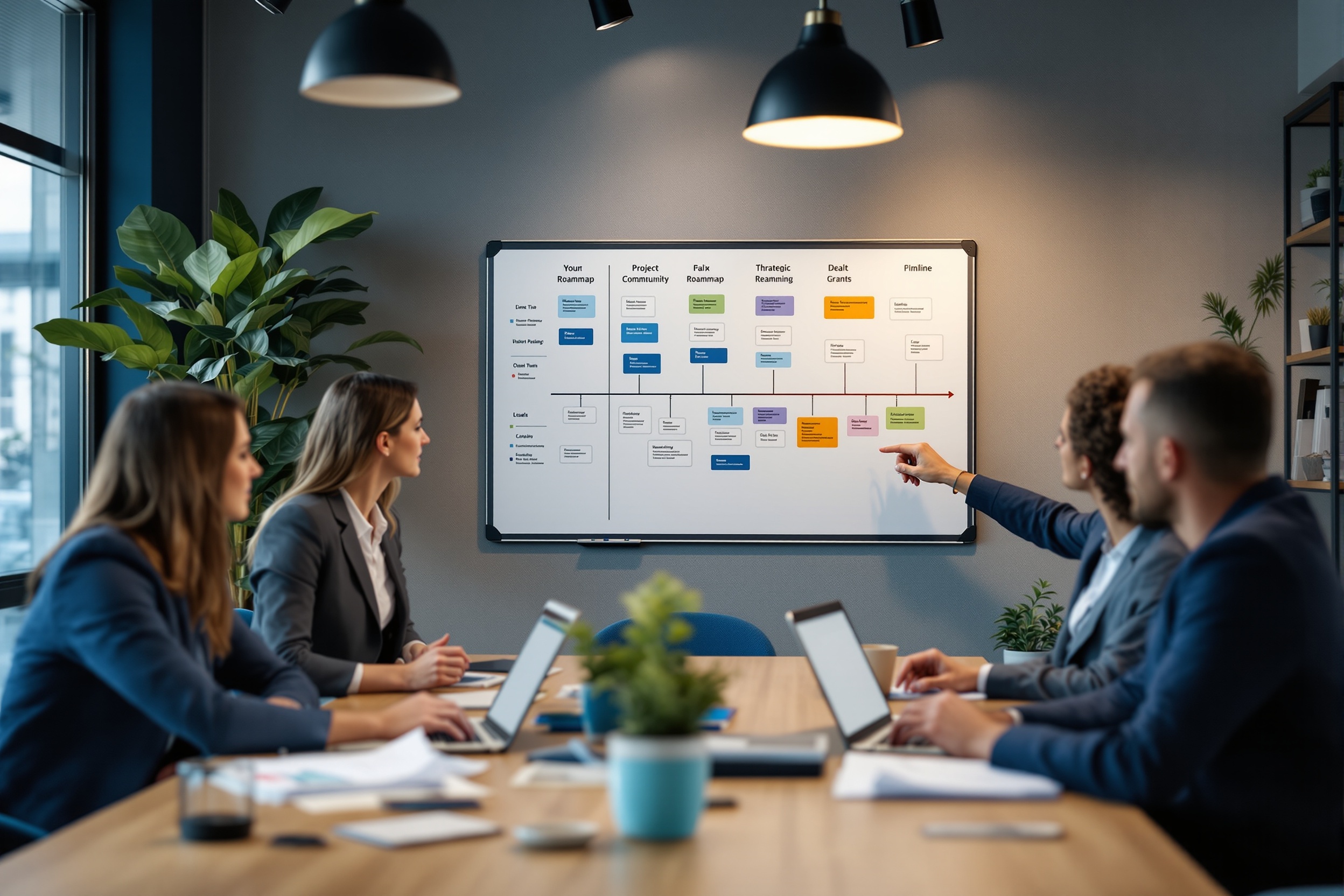 Strategic CRM project planning workspace with roadmap timelines and team collaboration