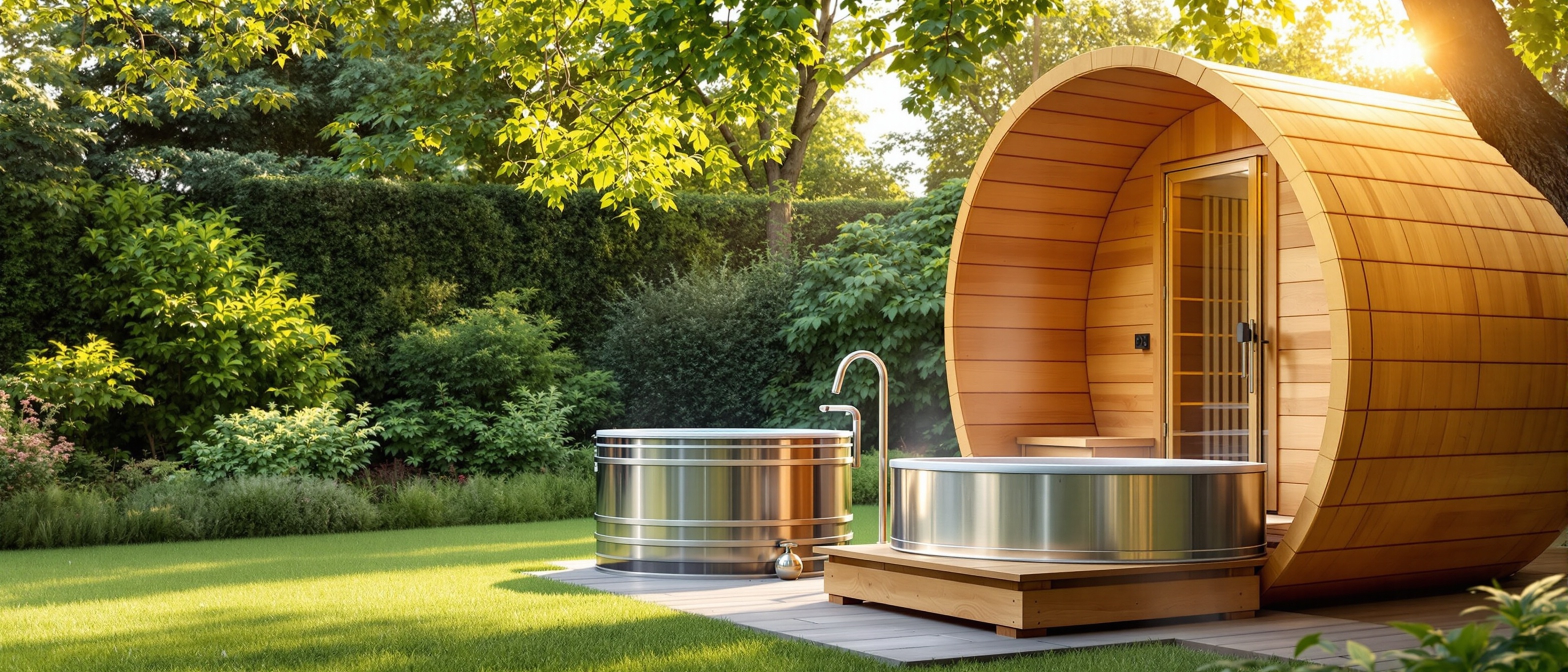 Outdoor sauna and cold plunge