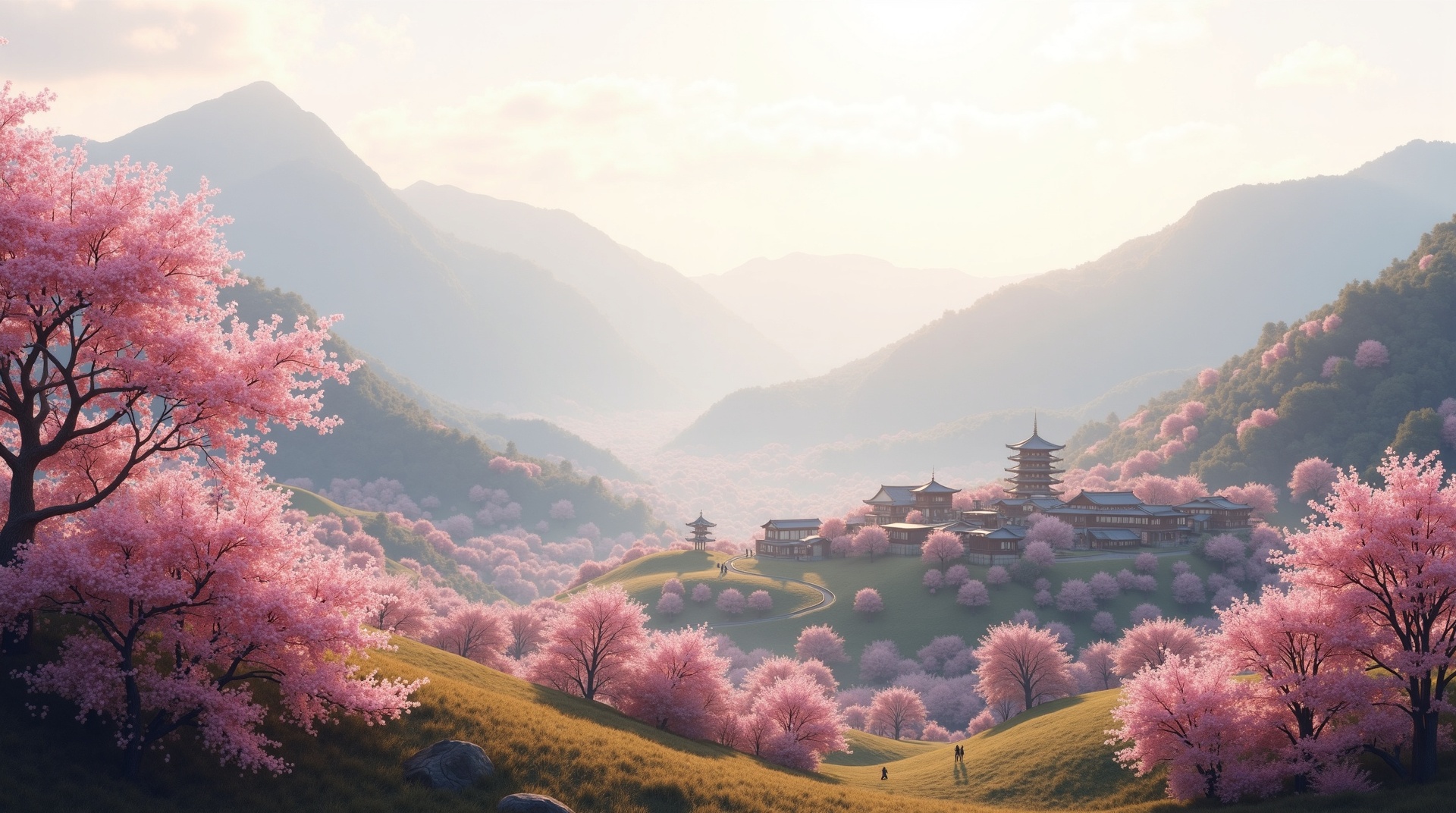 吉野の風景 - 山と桜と伝統的な村落