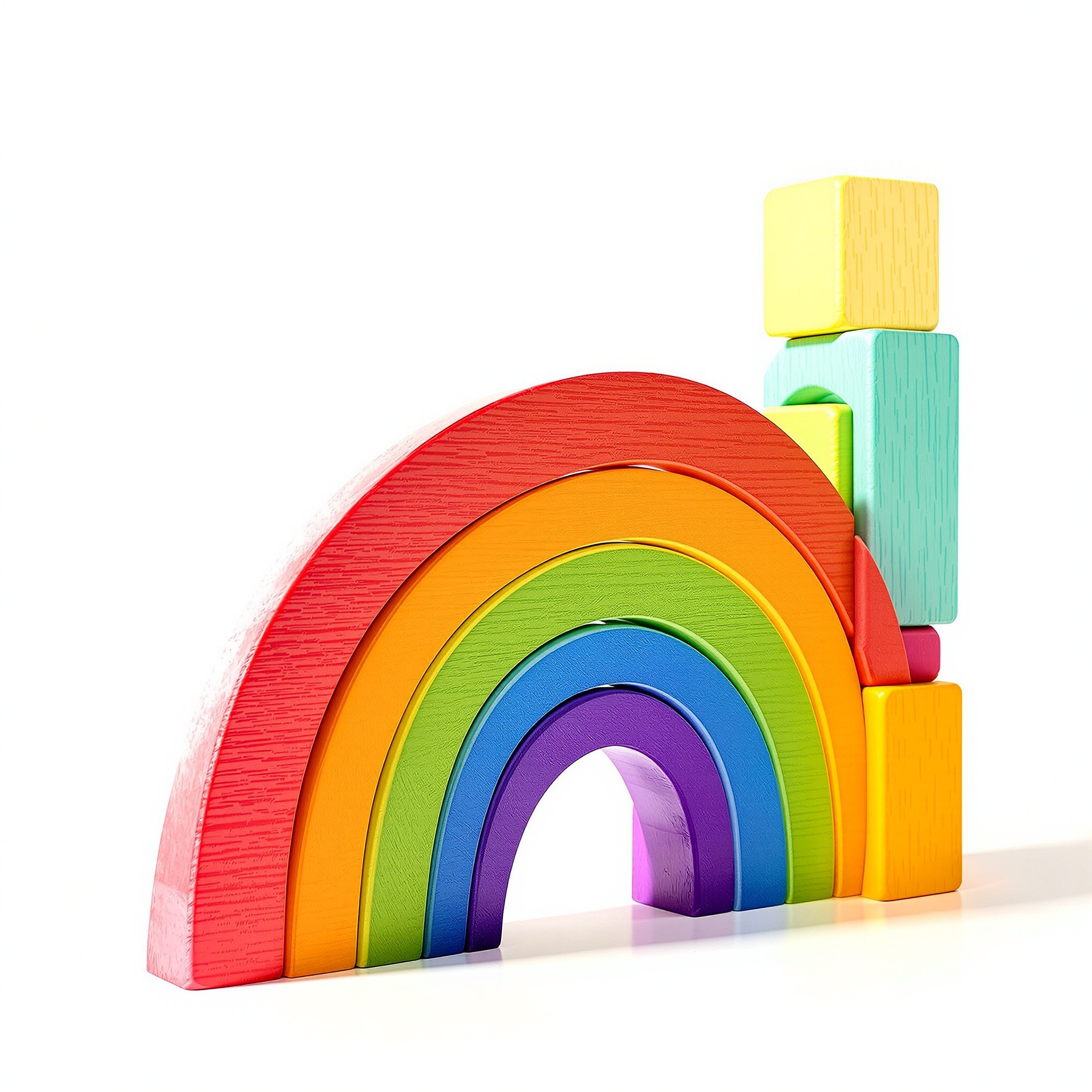 Rainbow Building Blocks - Colorful wooden educational toy blocks for children