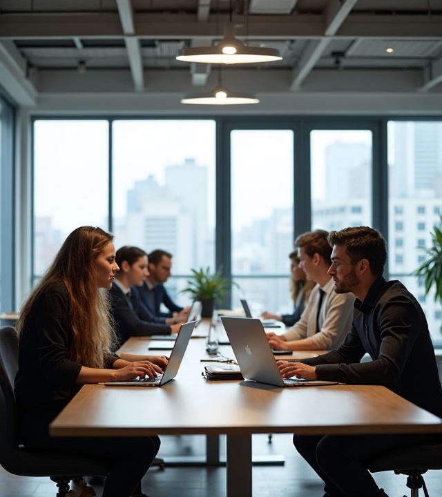 Equipo de marketing digital trabajando