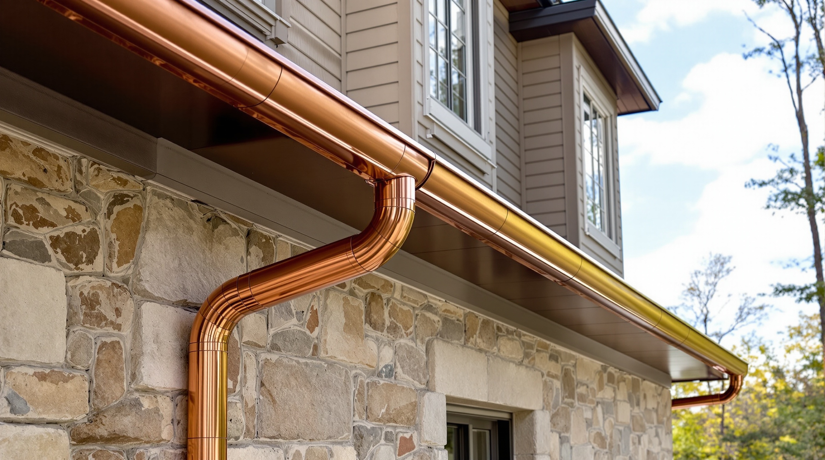 Copper Rain Gutter Installation