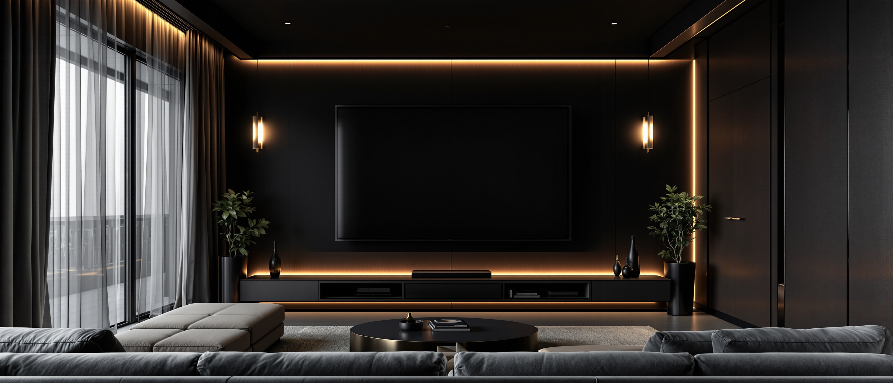 Modern home theater TV setup