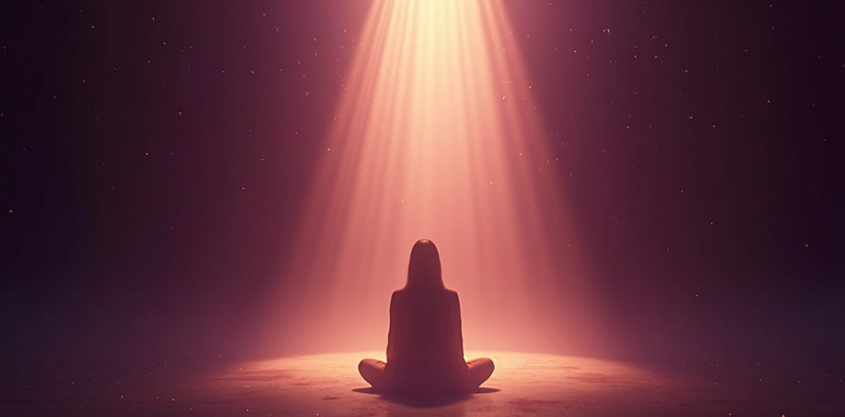 Serene figure in quiet solitude radiating inner light