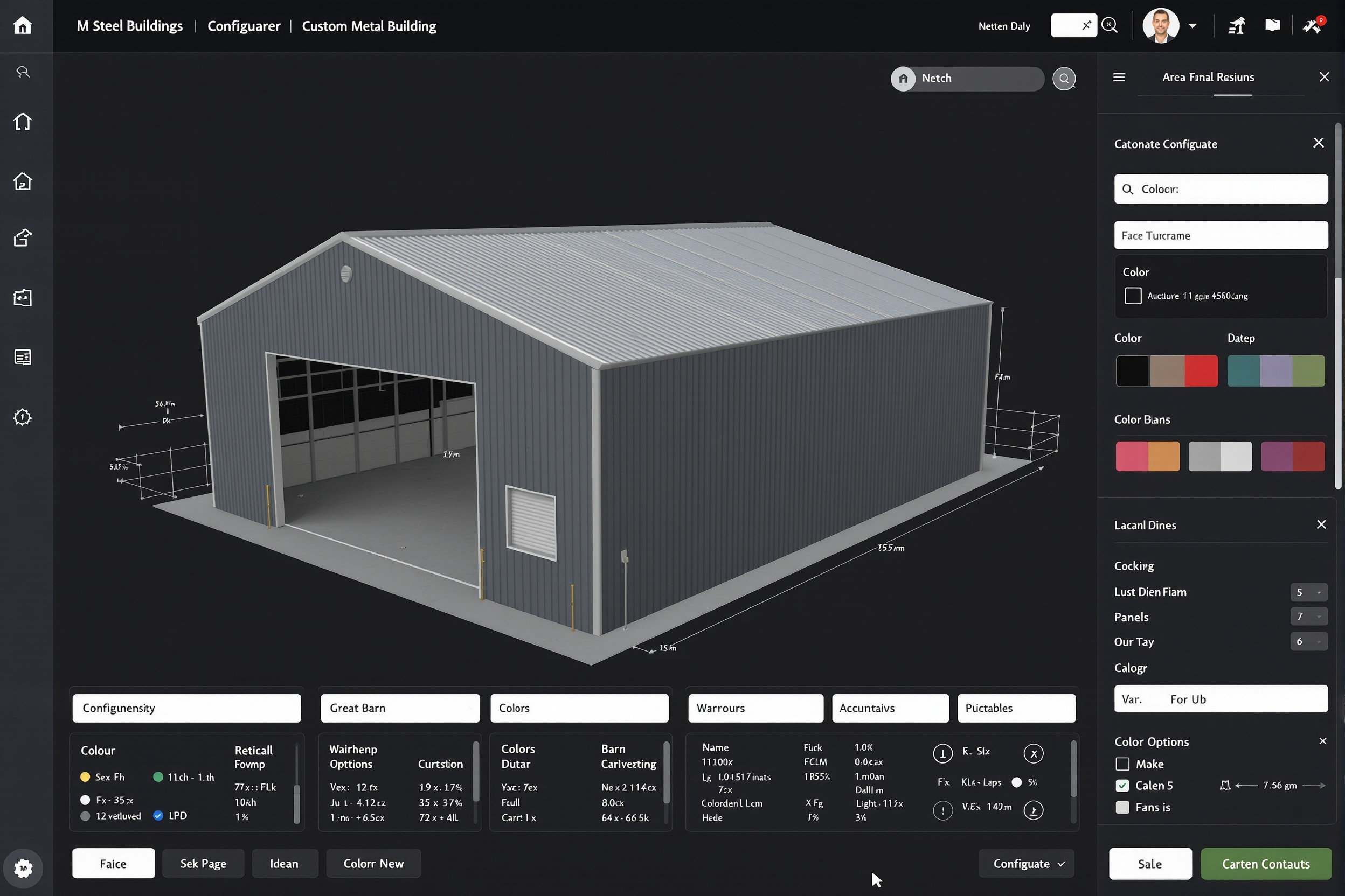 UTS BuildPros Easy Building Designer — 3D steel building configurator interface