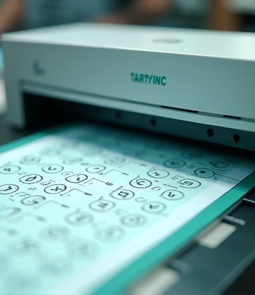 Scanner OMR procesando fichas ópticas