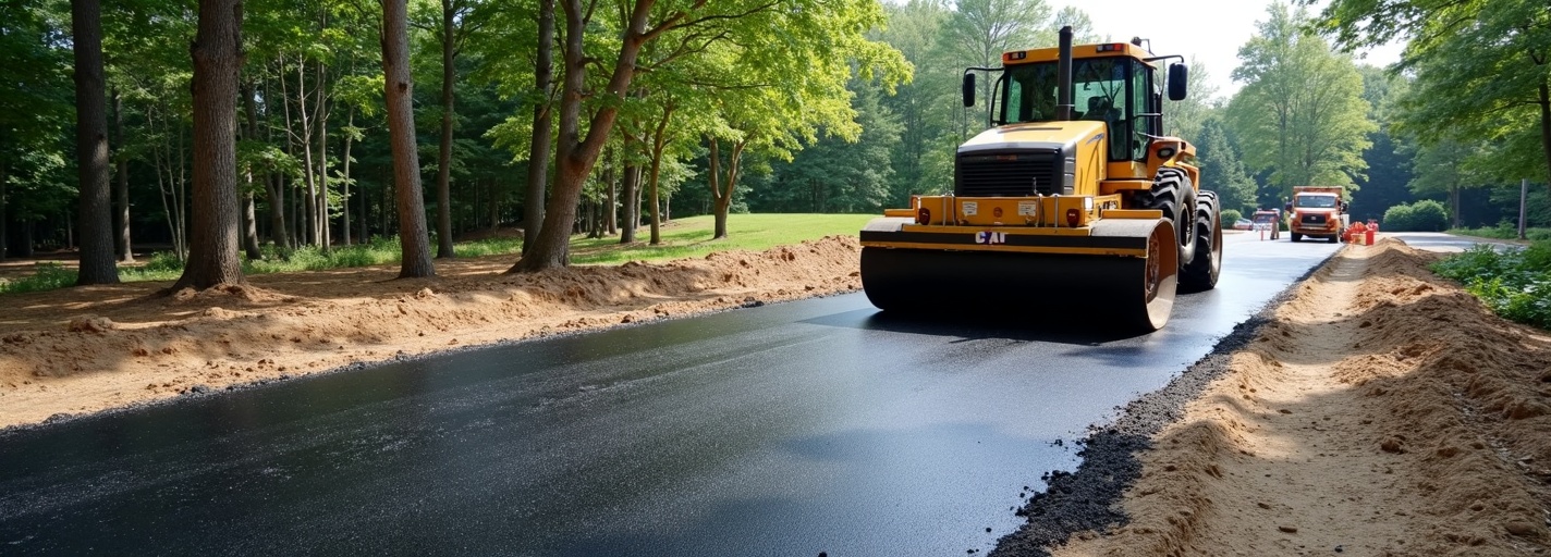 Asphalt driveway installation in Massachusetts
