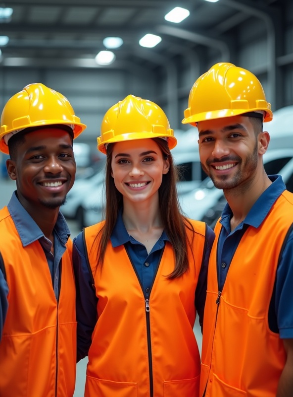 Diverse OSHA 10 certified high school students in safety gear