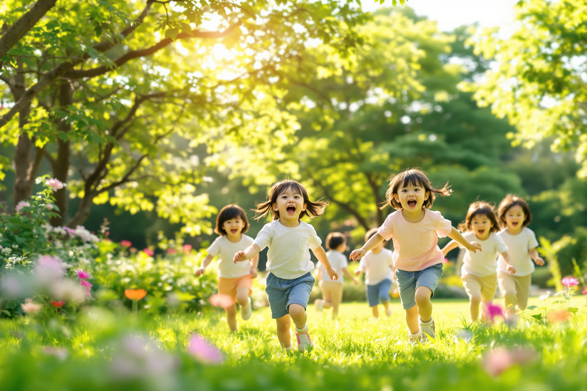 園庭での自由遊び