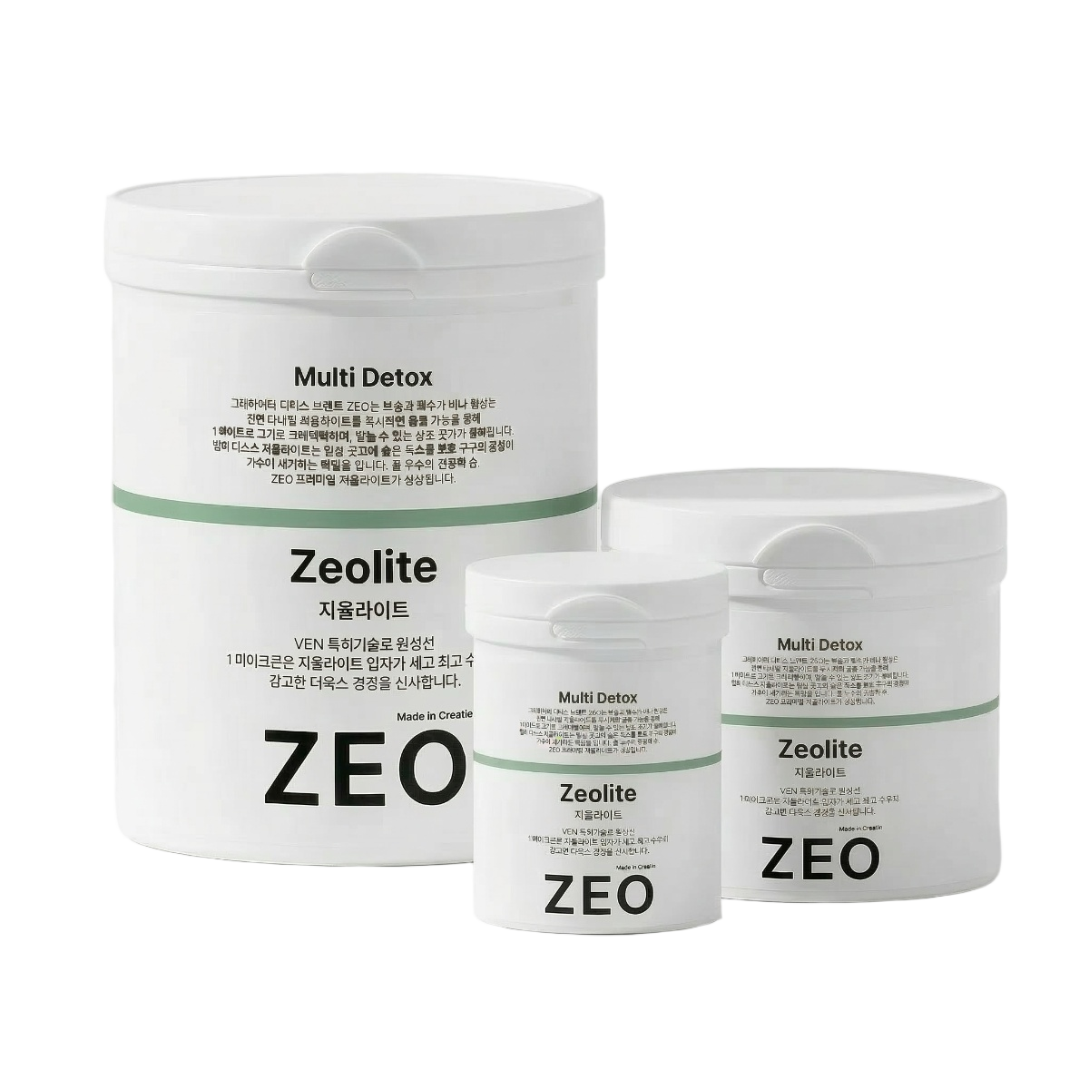 ZEO 지올라이트 제품 라인업 120g 350g 1000g