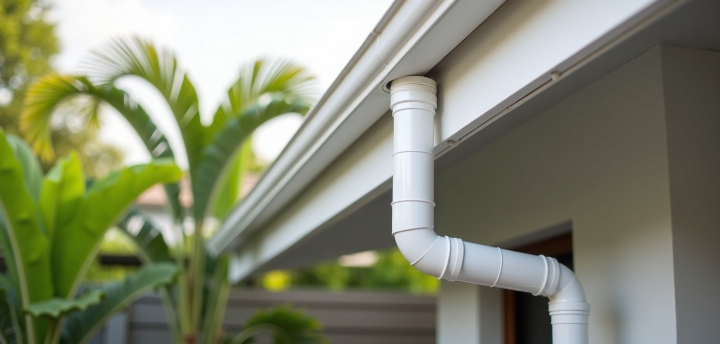Máng xối nhựa PVC trắng lắp mái nhà hoàn thiện chuyên nghiệp