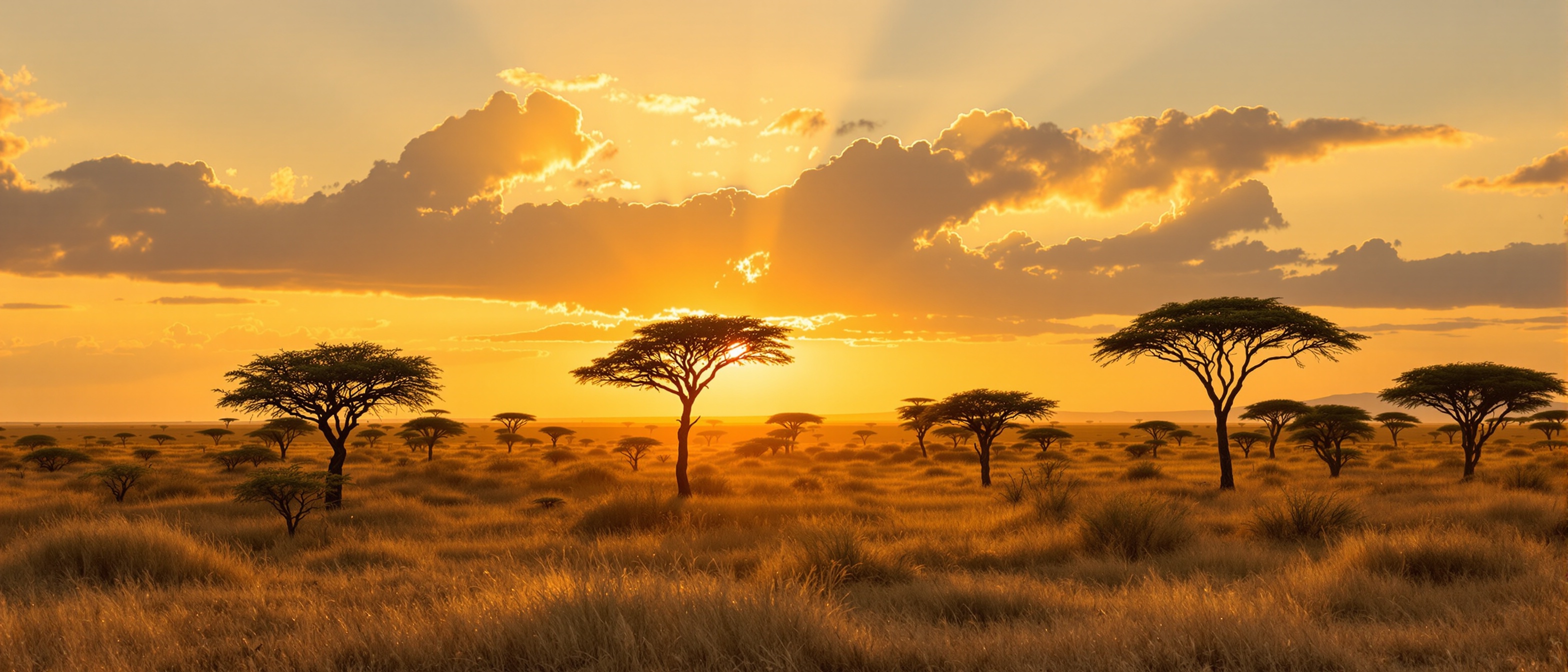 Paysage africain au coucher du soleil