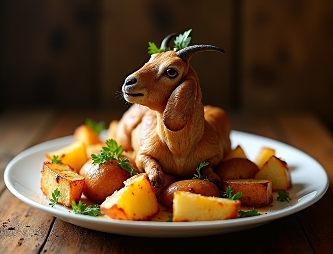 Cabrito Asado con Patatas Panaderas