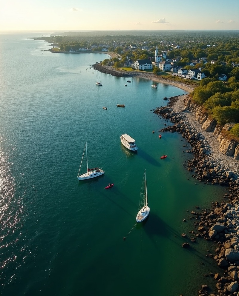 Aerial view of Narragansett Bay, Rhode Island