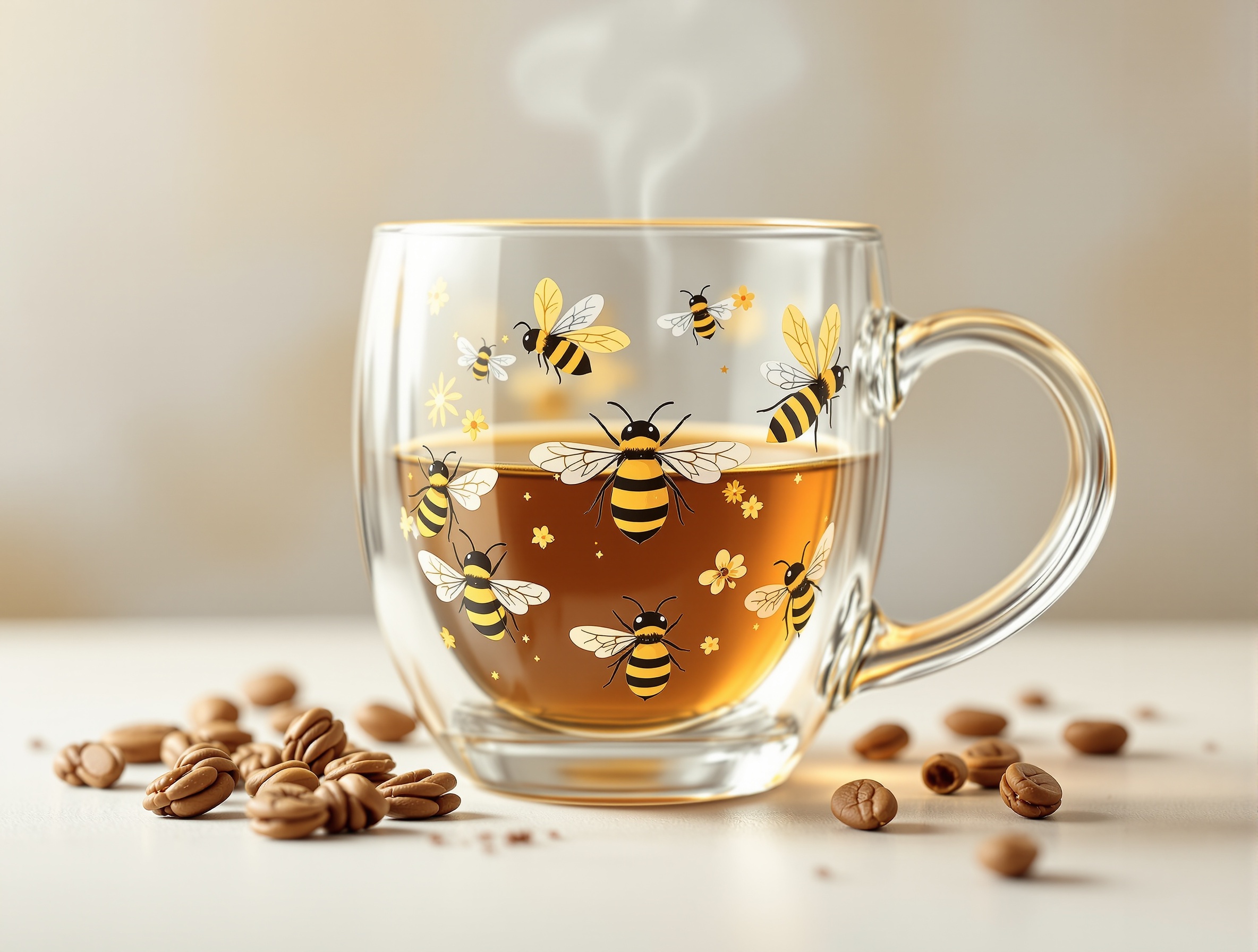 蜜语双层咖啡杯·蜜蜂花纸系列