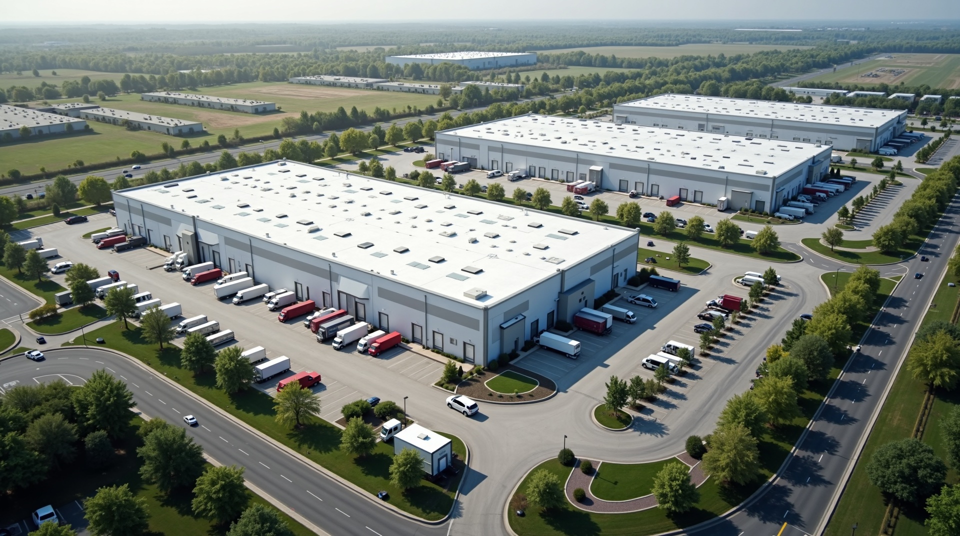 Aerial View Modern Industrial Buildings Chicago