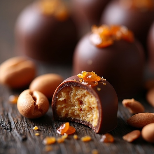Hazelnut chocolate praline Piemont noisettes — luxury chocolate Montreal Elorosa Repentigny