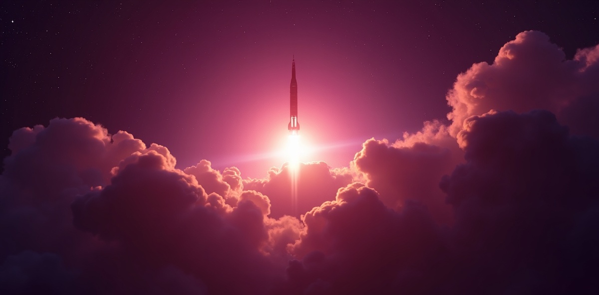 Spacecraft re-entering atmosphere with glowing heat trails