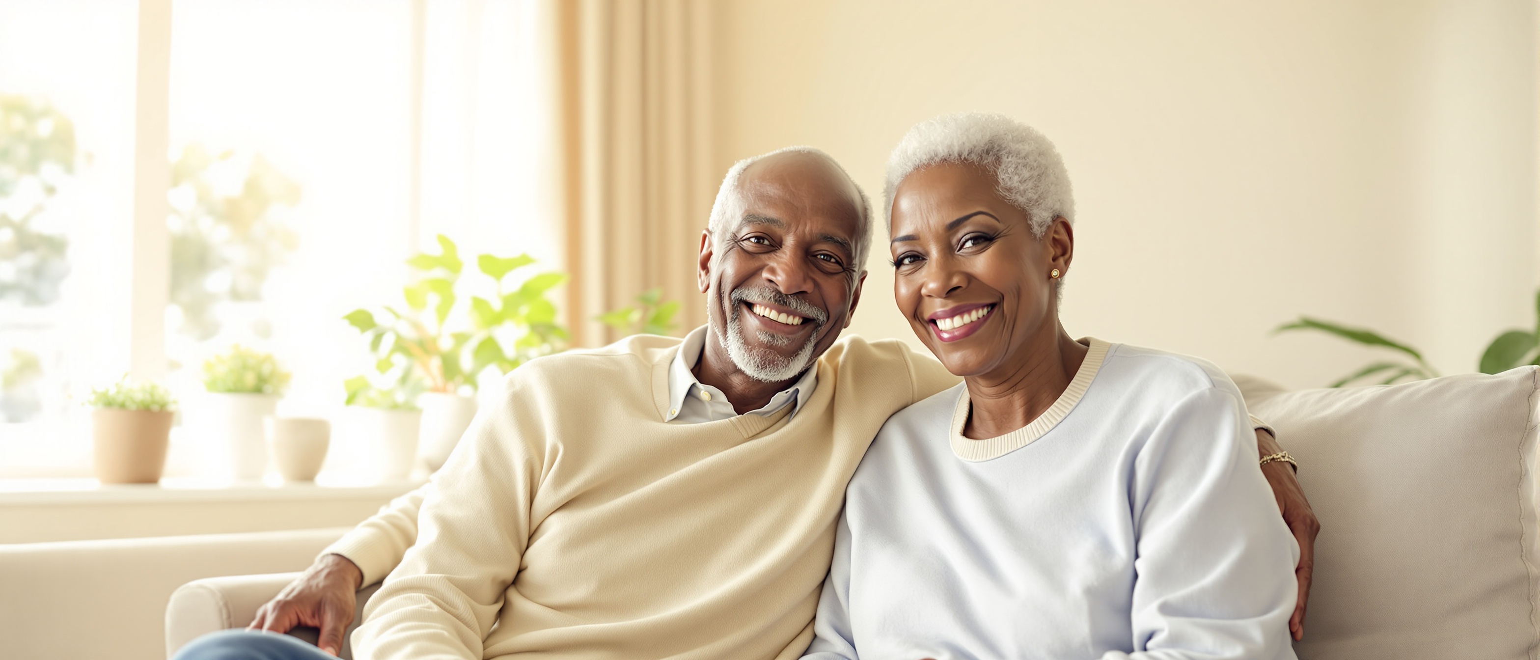 Elderly couple enjoying home care
