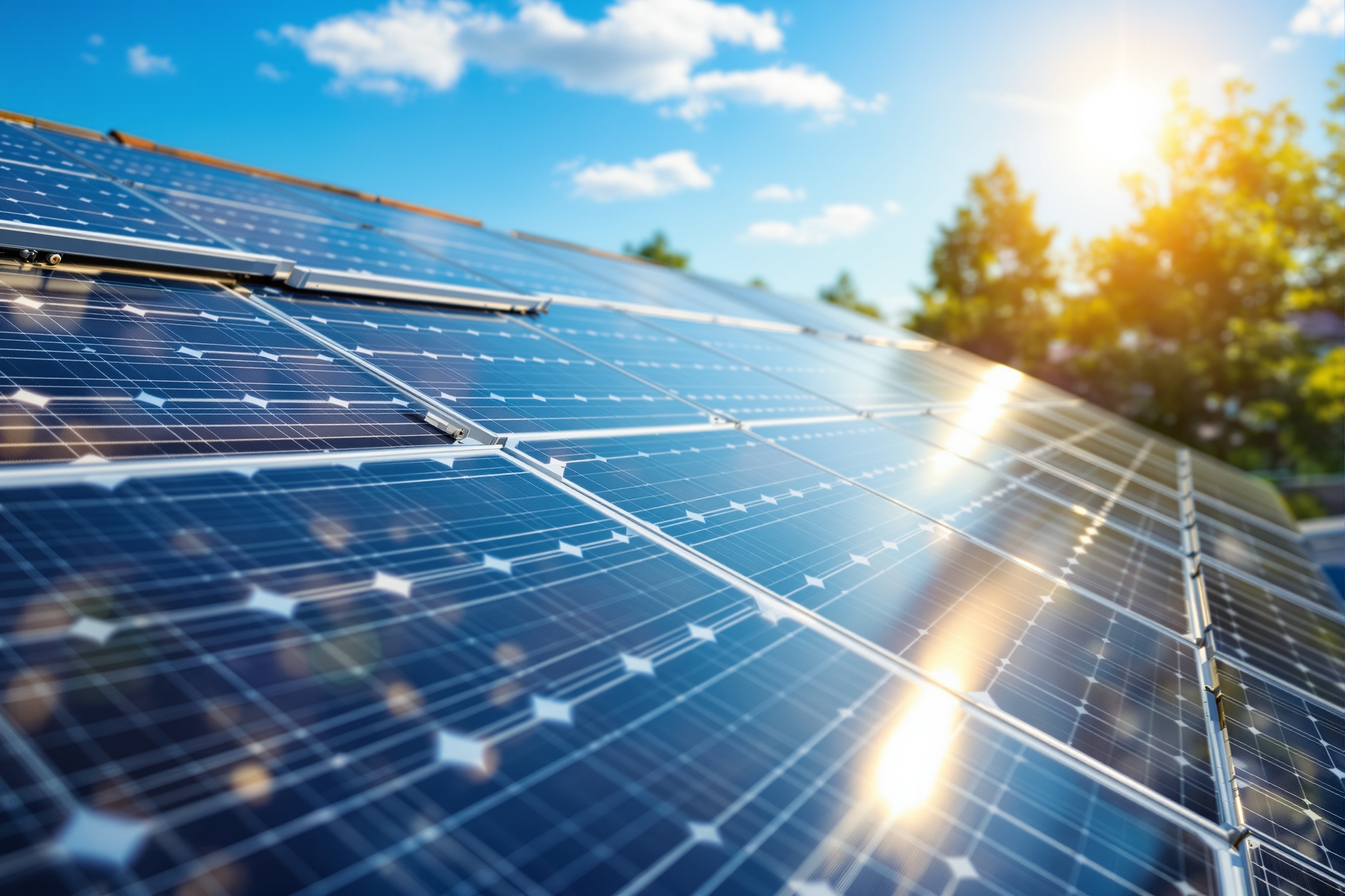 Solar panels on residential roof