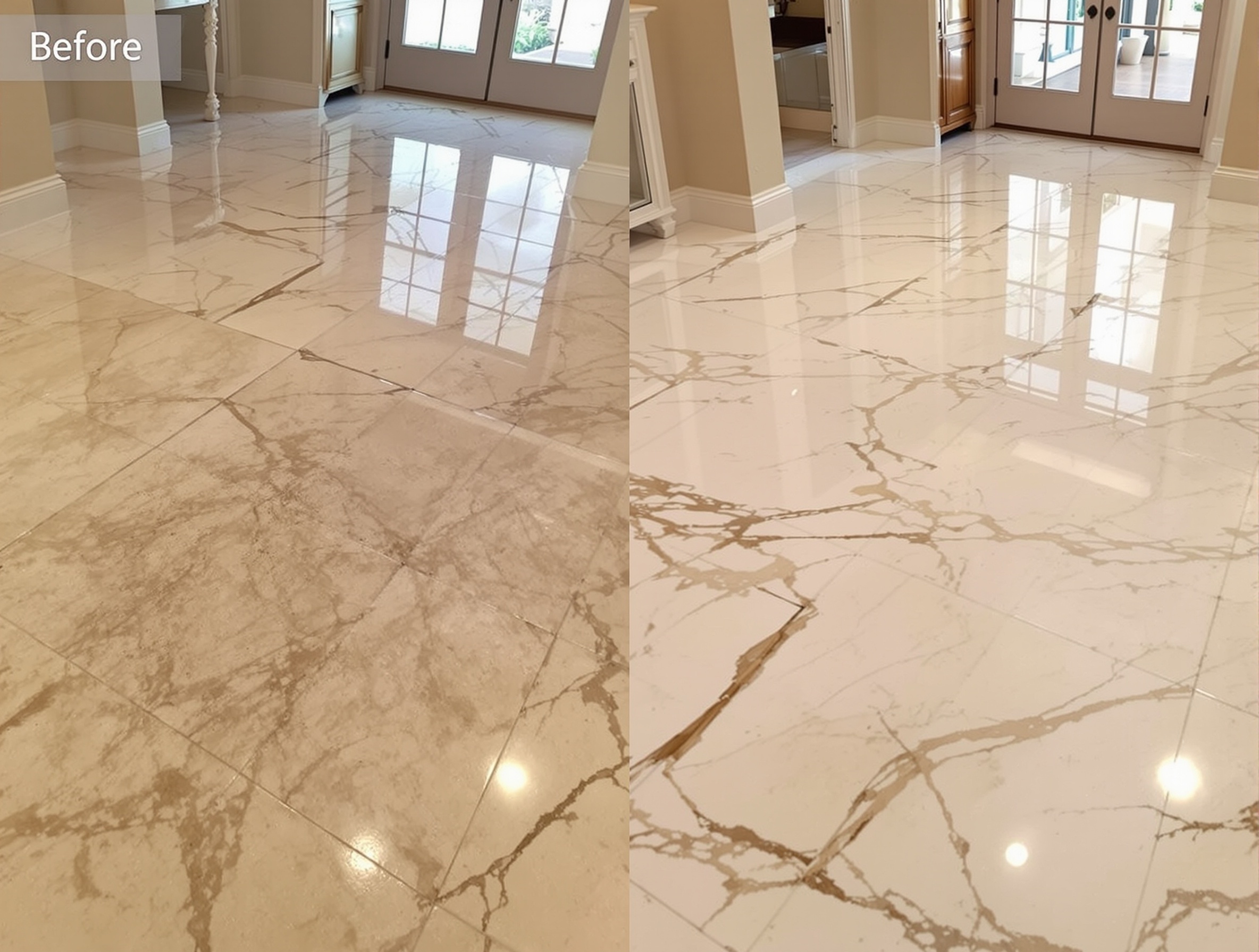 Before and after stone restoration comparison