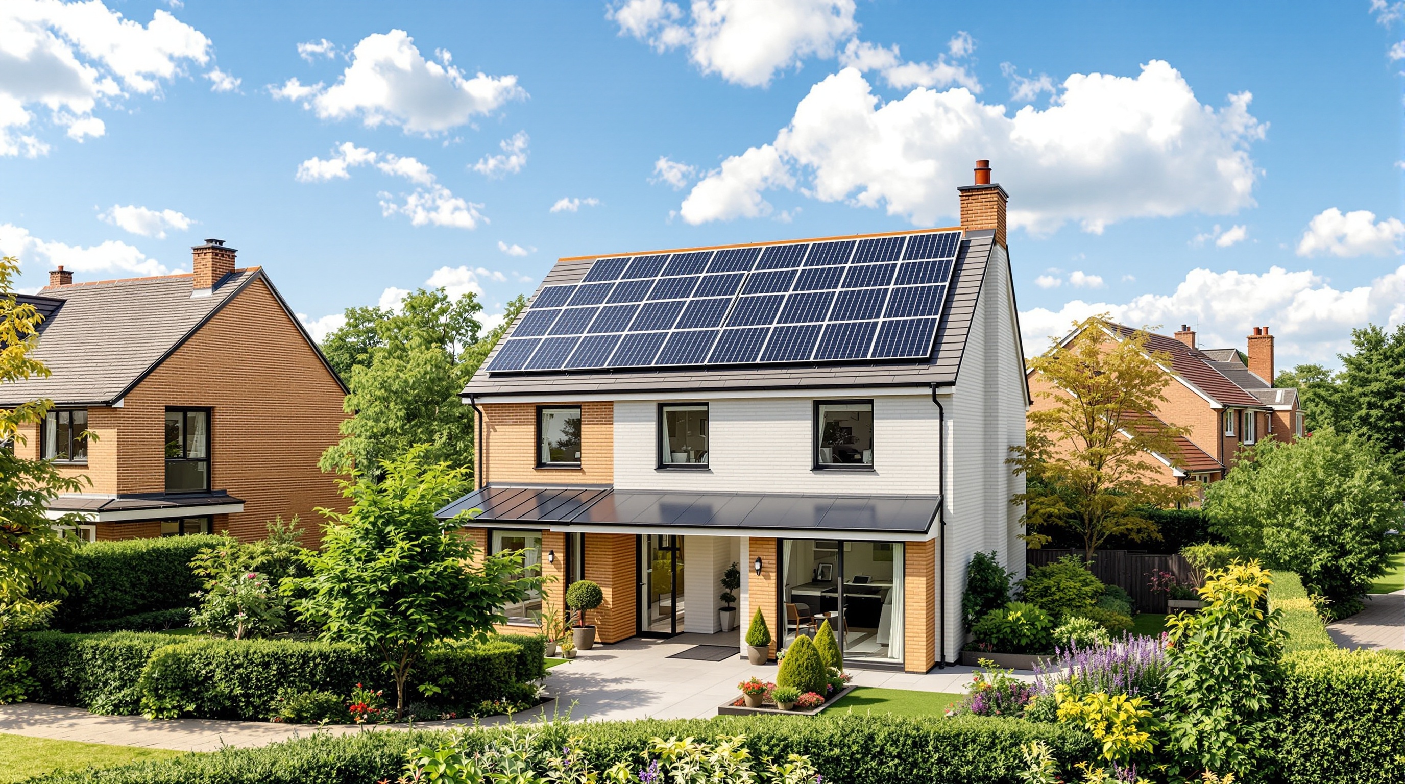 Solar panels and battery storage on UK home