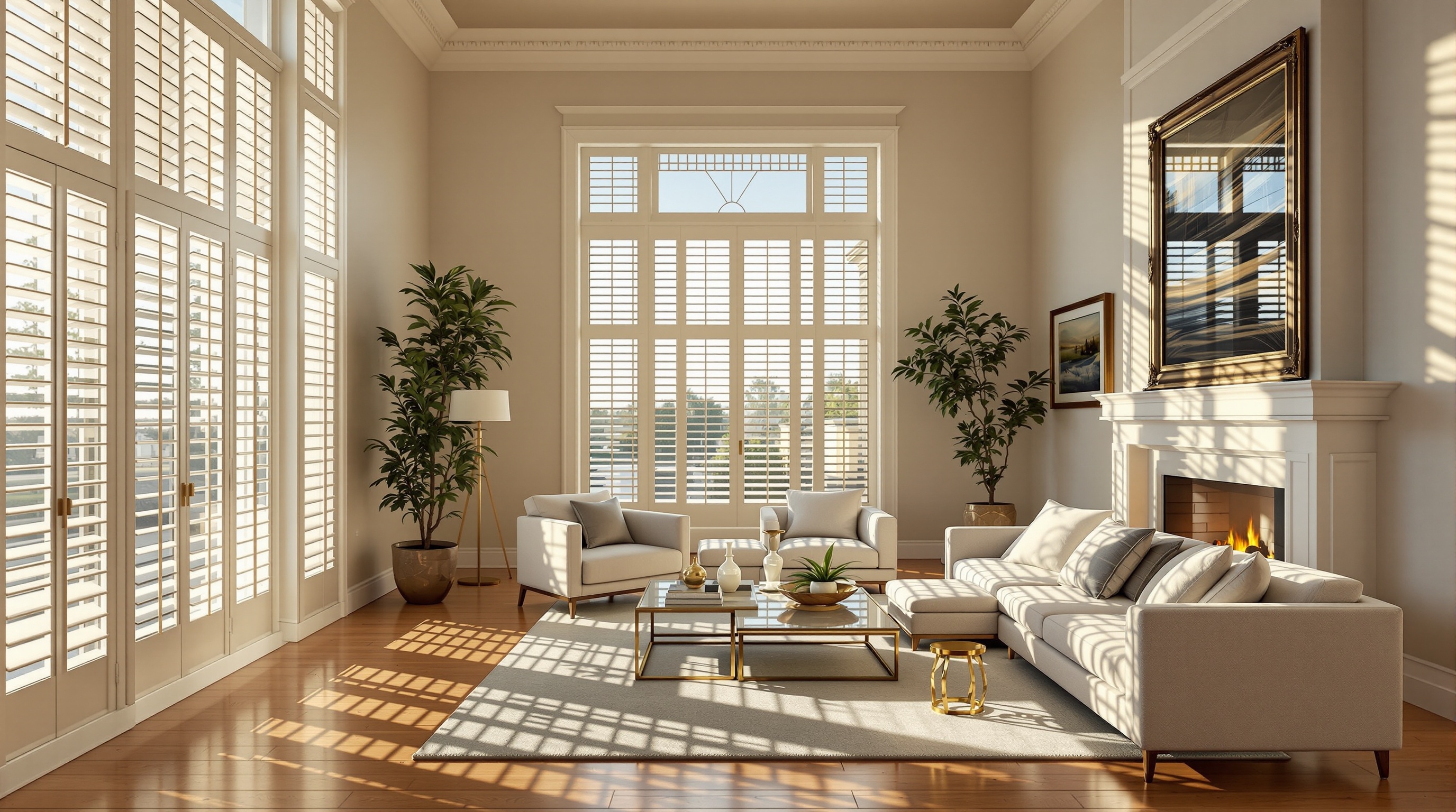 Custom window treatments installed in luxury home