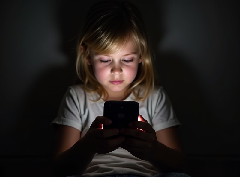 Niña obsesionada con su celular