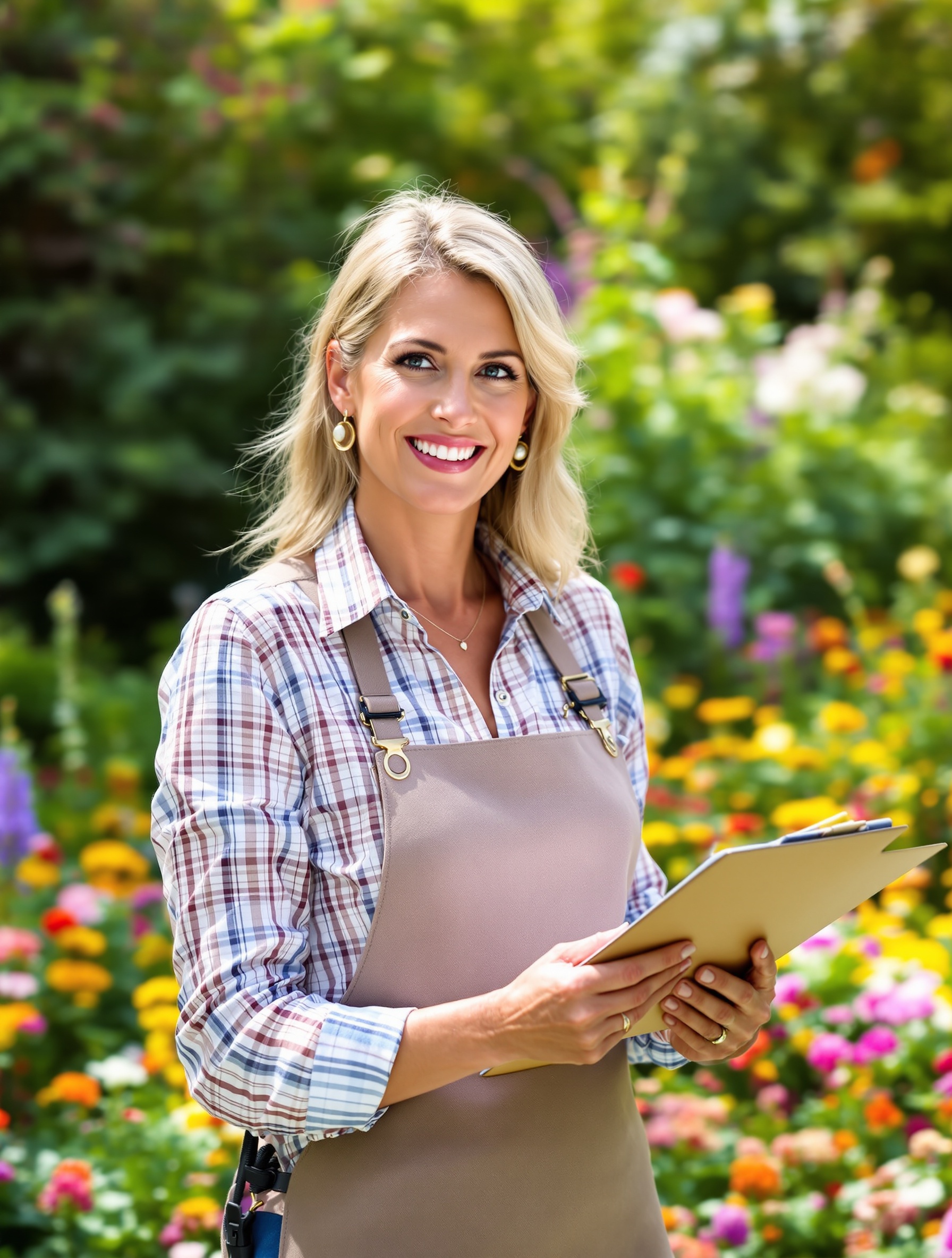 Kim Seelinger reviewing garden plans