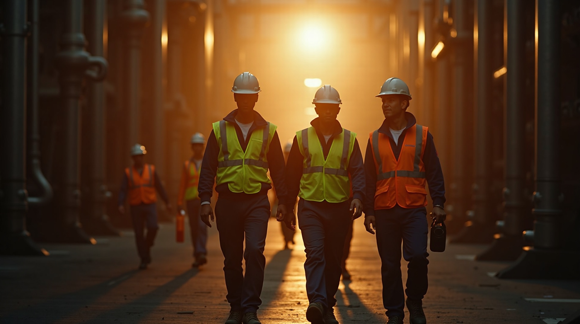 Industrial workers at project site
