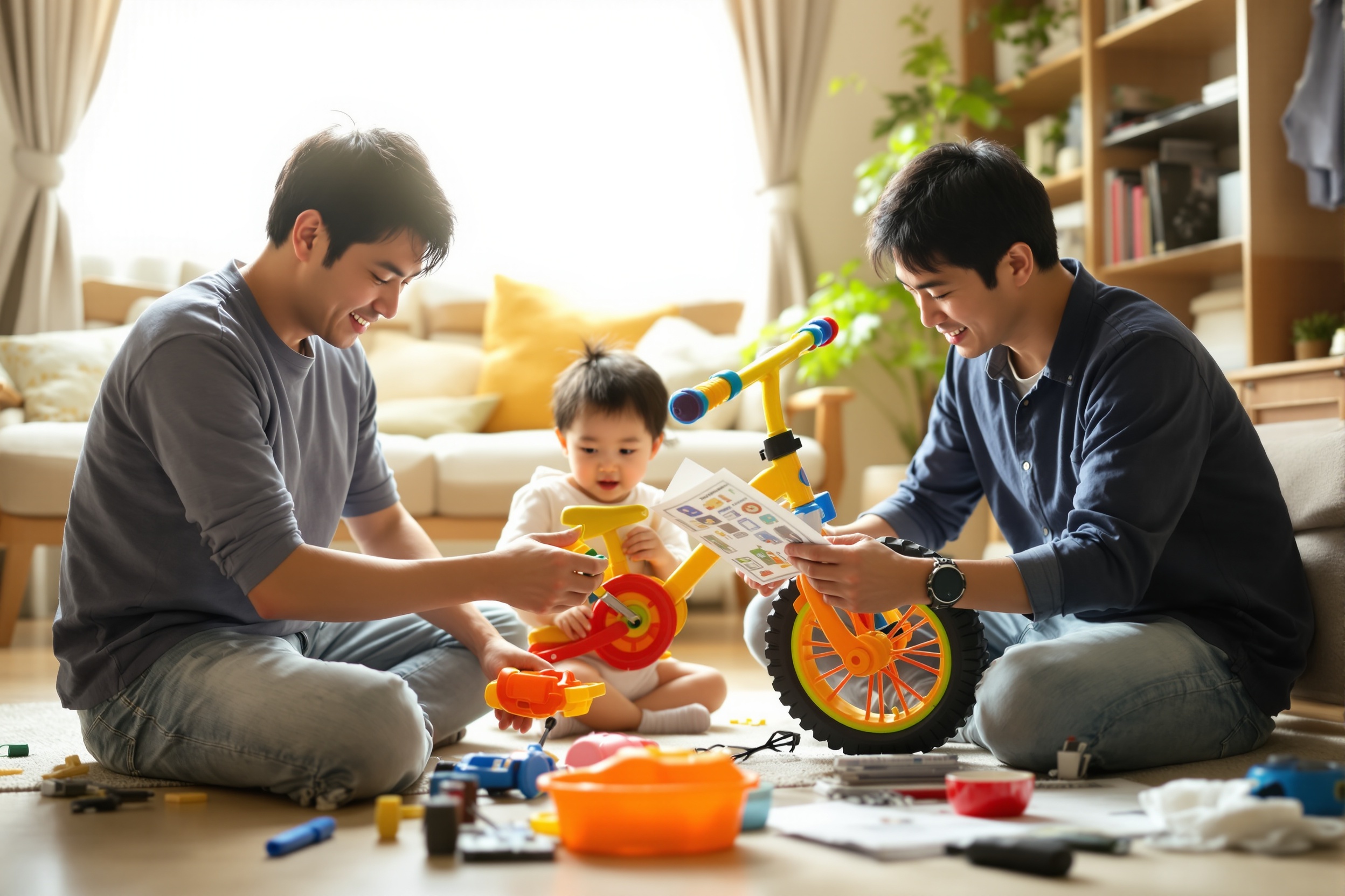 3WAYキッズバイクの組み立て作業