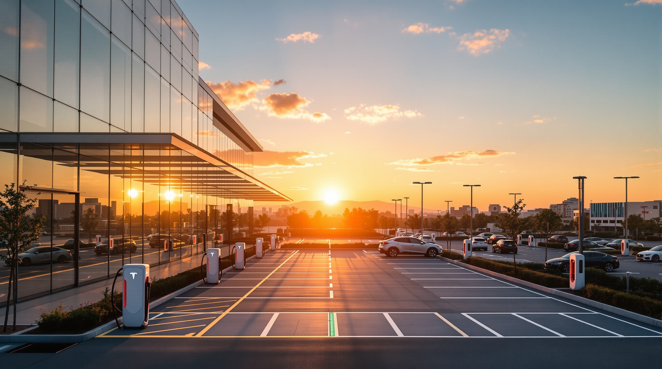 VoltBeacon OCPP compatible EV charging stations installed at small business parking lot