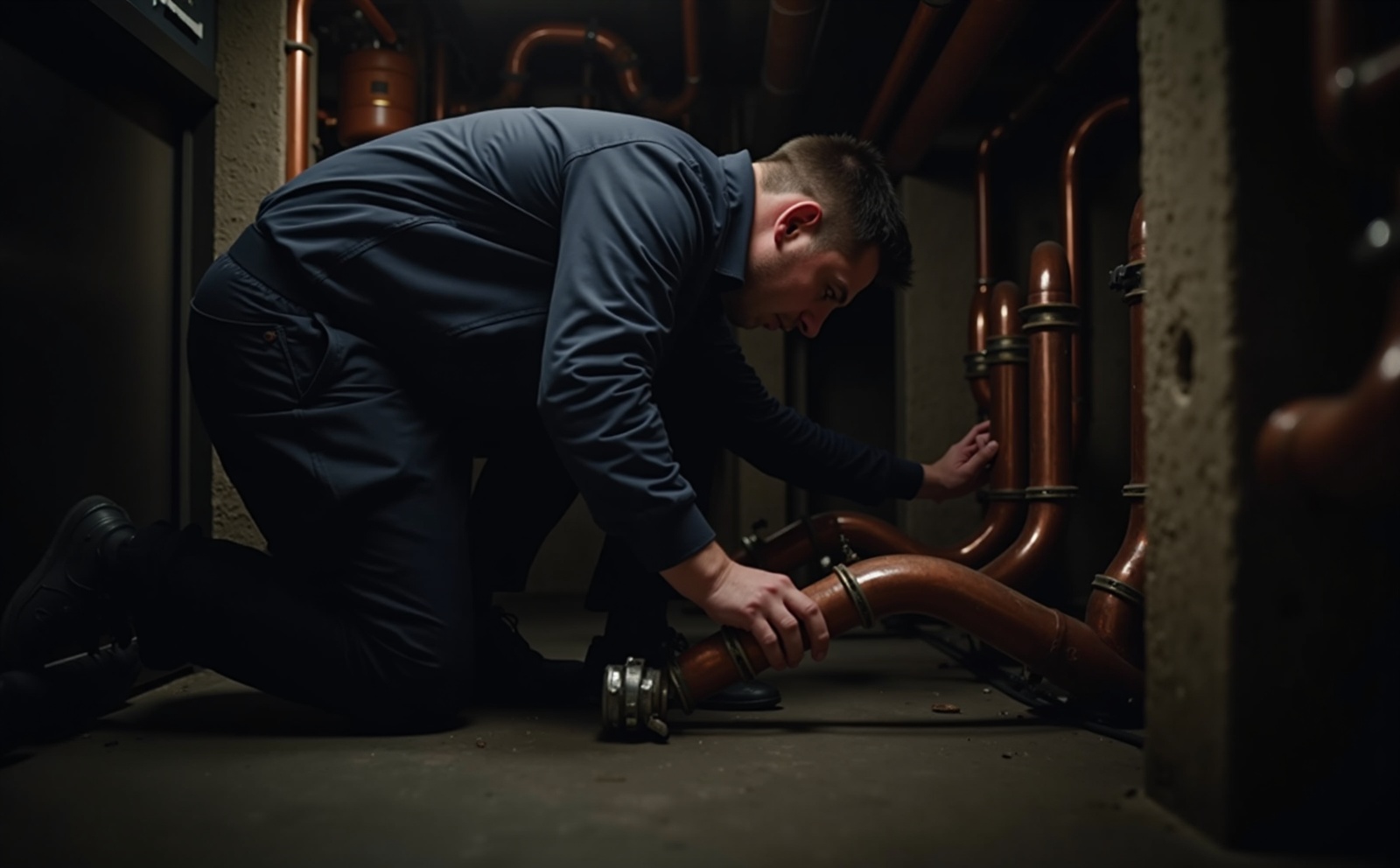 Plombier professionnel en intervention