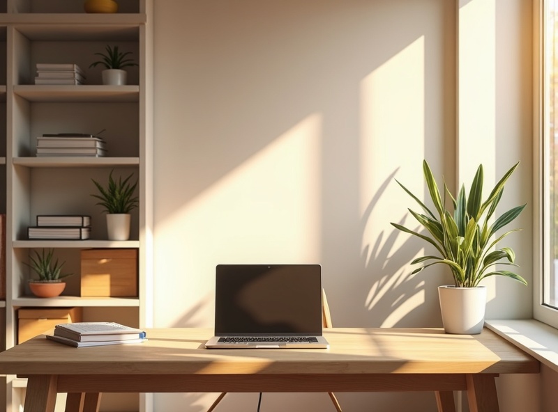 Modern organized home workspace