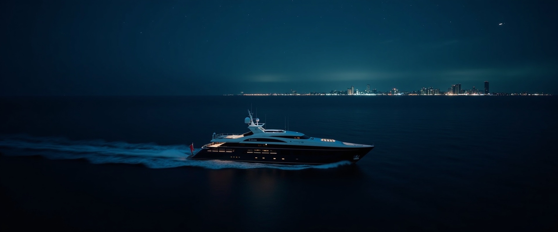 Yacht at night