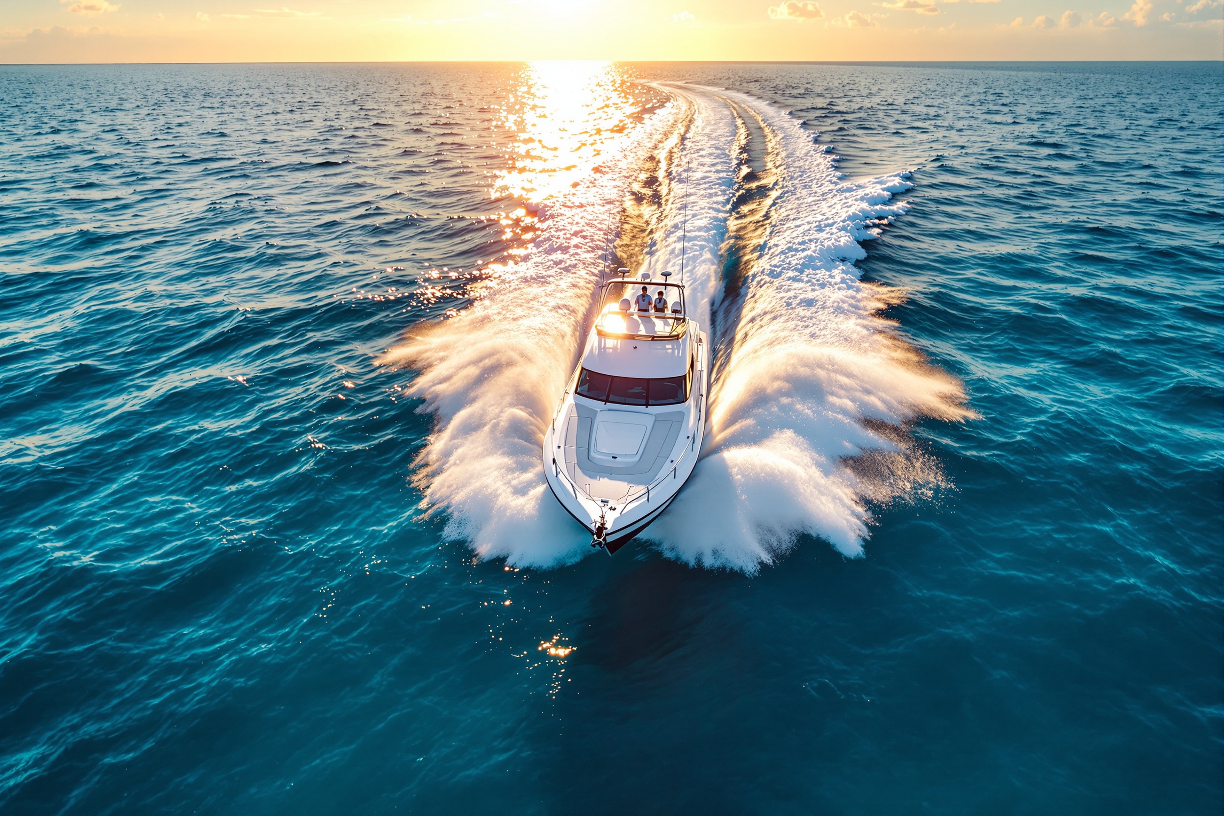 Tribute sport fishing boat speeding through ocean