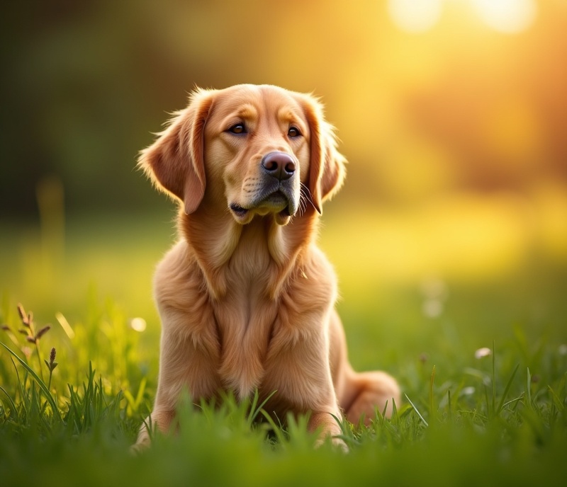 Dog in peaceful countryside