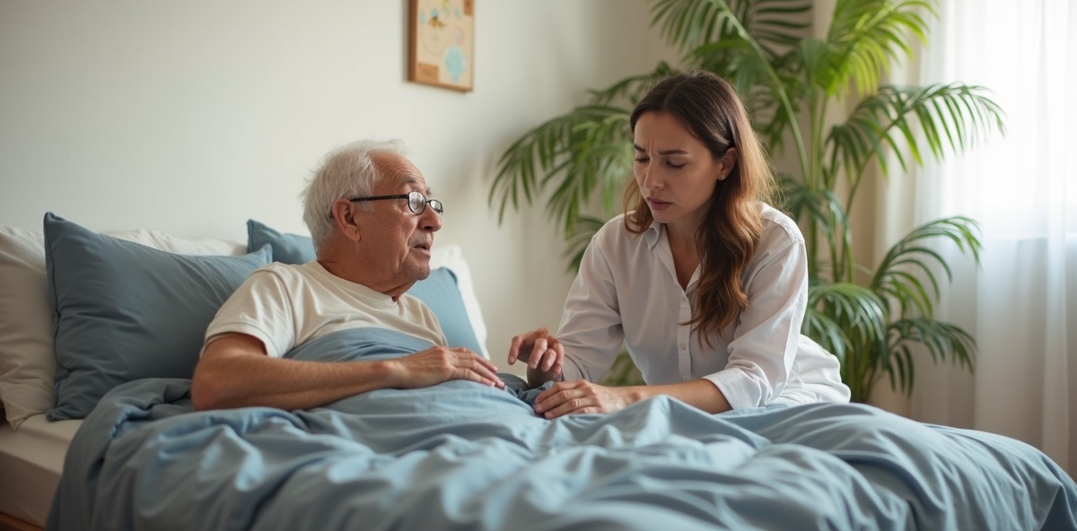 Família cuidando de idoso em casa com preocupação — erros comuns no cuidado domiciliar