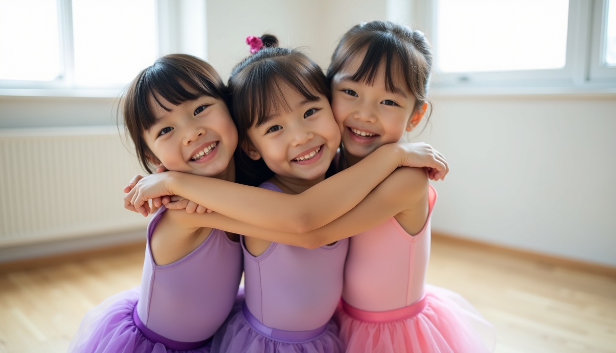 子供たちが仲良く抱き合う