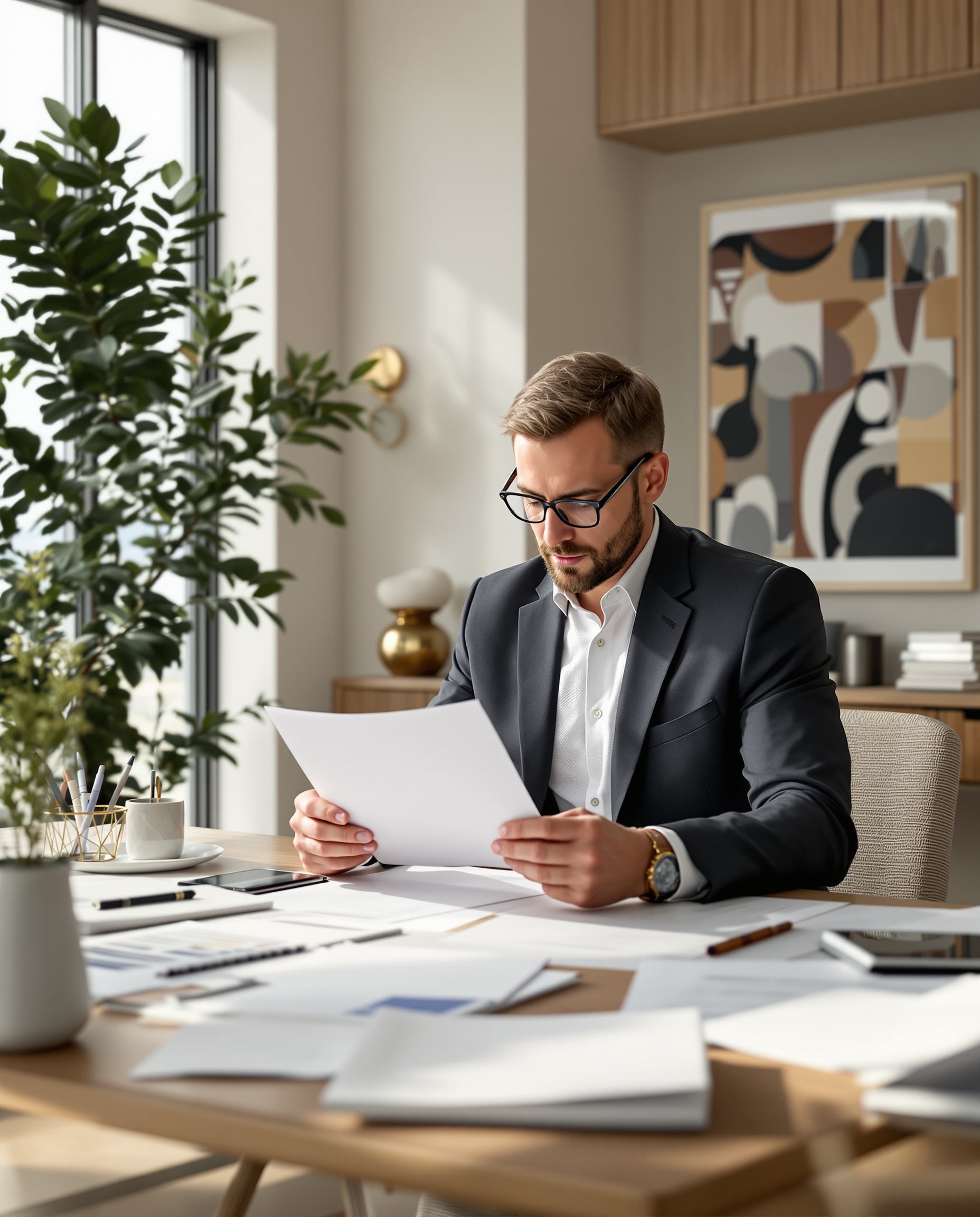 문화 예술 창업 컨설팅 전문가가 프로젝트 문서를 검토하는 모습