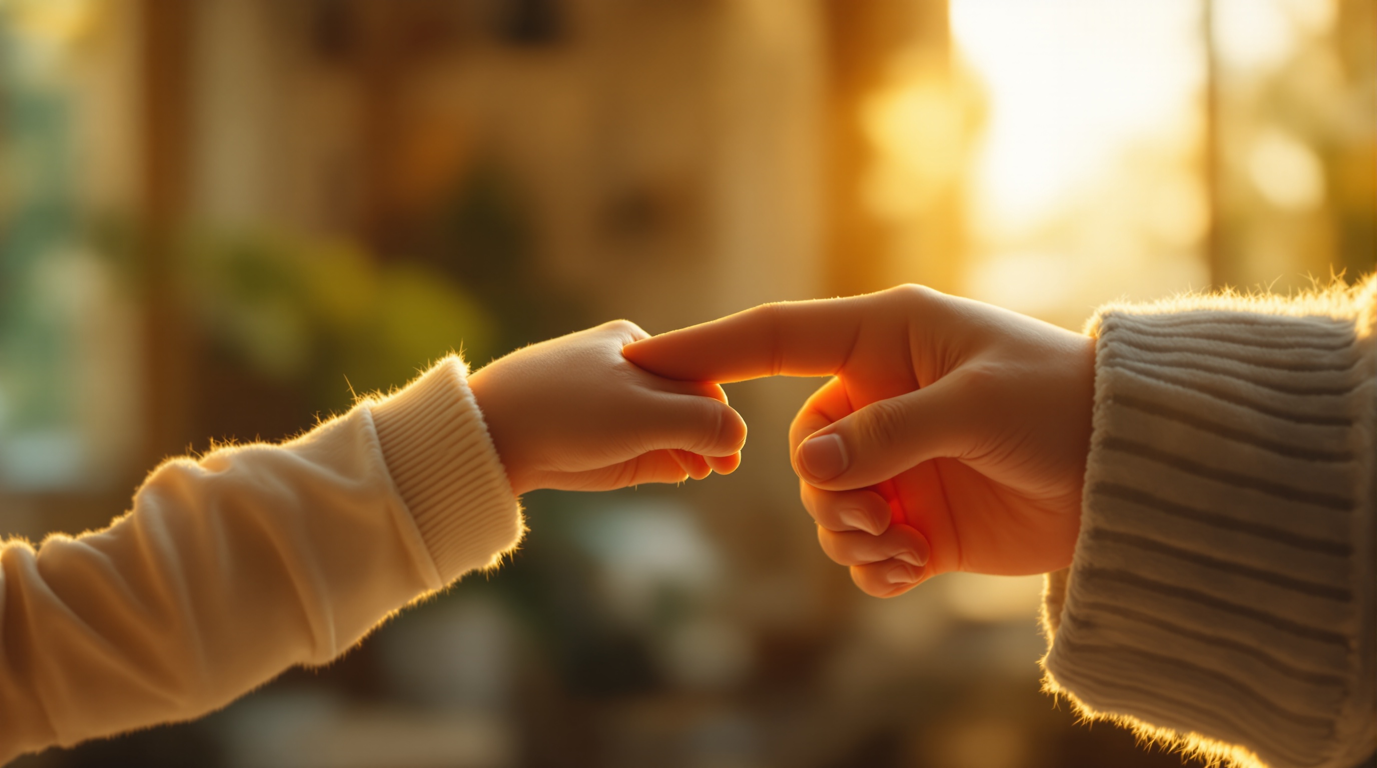 Child's hand holding parent's finger - representing trust and stability