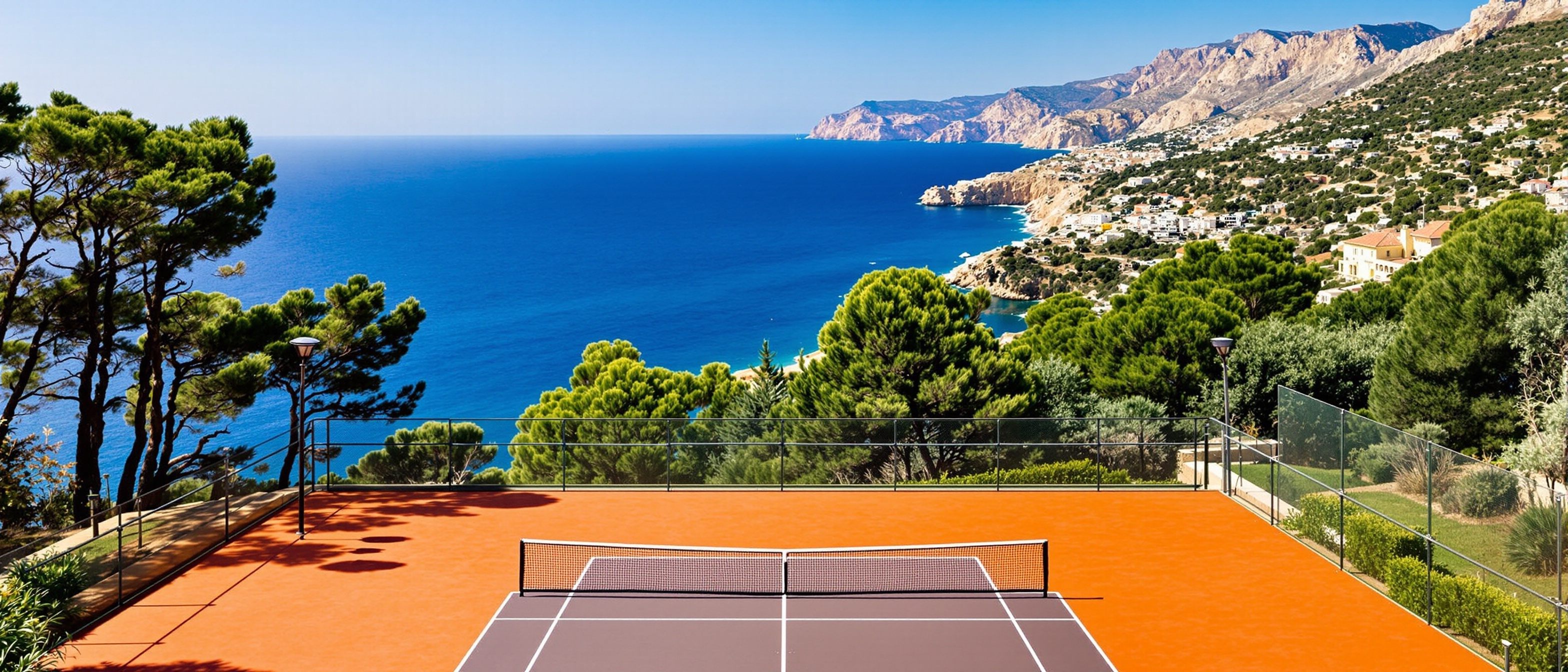 Padel players on a proper padel court on a Costa del Sol resort