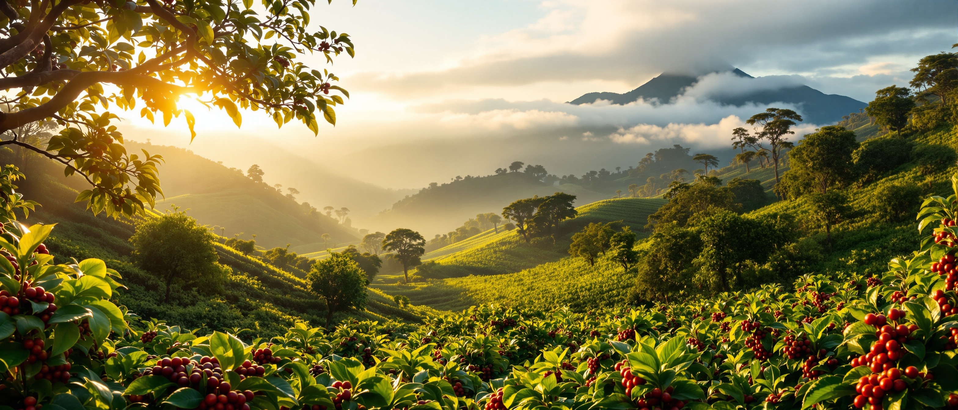 Coffee Plantation Tour Guatemala Lush coffee plantation on volcanic hillside in Guatemala highlands