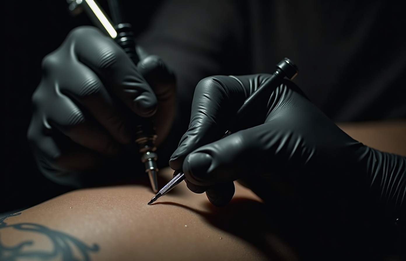 Tatuagem profissional em processo